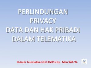 PERLINDUNGAN PRIVACY DATA DAN HAK PRIBADI DALAM TELEMATIKA