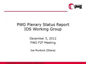 PWG Plenary Status Report IDS Working Group December