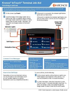 Kronos In Touch Terminal Job Aid Punching in
