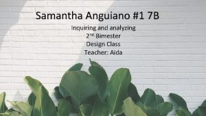 Samantha Anguiano 1 7 B Inquiring and analyzing