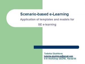 Scenariobased eLearning Application of templates and models for