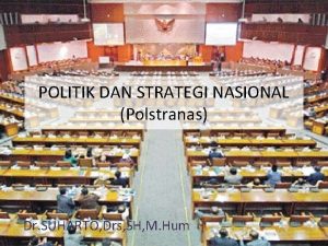 POLITIK DAN STRATEGI NASIONAL Polstranas Dr SUHARTO Drs