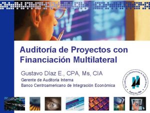 Auditora de Proyectos con Financiacin Multilateral Gustavo Daz