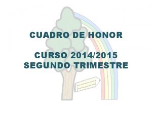 CUADRO DE HONOR CURSO 20142015 SEGUNDO TRIMESTRE CUADRO