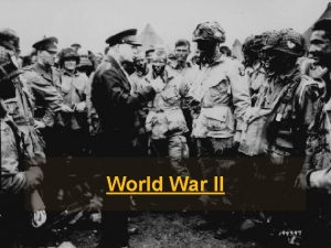 World War II Depression Leads to War The