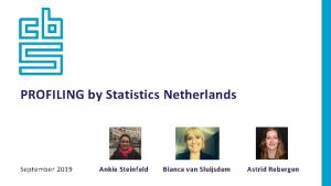 PROFILING by Statistics Netherlands September 2019 Ankie Steinfeld