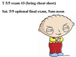 T 55 exam 3 bring cheat sheet Sat