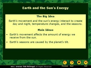 Earth and the Suns Energy The Big Idea