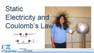 Static Electricity and Coulombs Law Objectives Describe the