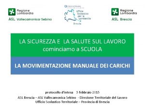 LA SICUREZZA E LA SALUTE SUL LAVORO cominciamo