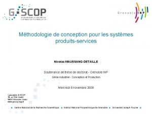 Mthodologie de conception pour les systmes produitsservices Nicolas