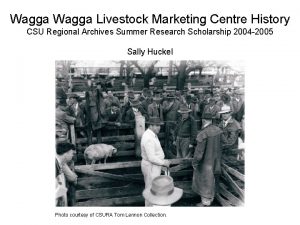 Wagga Livestock Marketing Centre History CSU Regional Archives