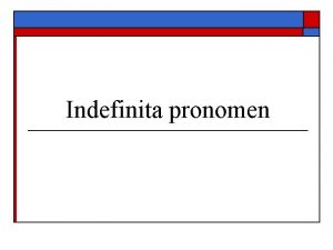 Indefinita pronomen Some any no och deras sammansttningar