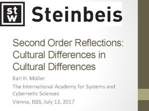 Second Order Reflections Cultural Differences in Cultural Differences