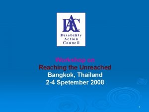 Workshop on Reaching the Unreached Bangkok Thailand 2