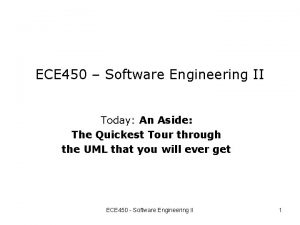 ECE 450 Software Engineering II Today An Aside