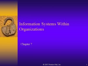 Information Systems Within Organizations Chapter 7 2007 Prentice