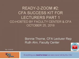 READY2 ZOOM 2 CFA SUCCESS KIT FOR LECTURERS