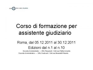 Corso di formazione per assistente giudiziario Roma dal