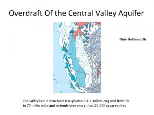 Overdraft Of the Central Valley Aquifer Nate Holdsworth