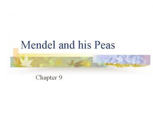 Mendel and his Peas Chapter 9 State Objectives