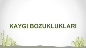 KAYGI BOZUKLUKLARI Zihnimiz sorunlar ve tehlikeler karsnda bizi