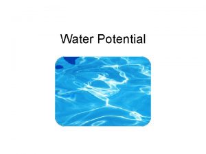 Water Potential p s Water potential pressure potential