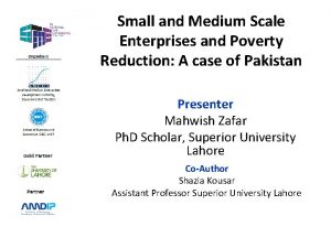 Small and Medium Scale Enterprises and Poverty Reduction
