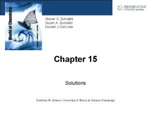 Section 15 1 Forming Solutions Steven S Zumdahl