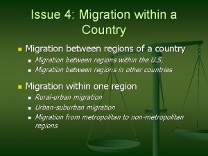 Issue 4 Migration within a Country n Migration