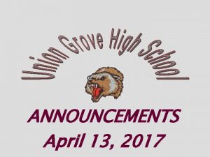 ANNOUNCEMENTS April 13 2017 VARSITY BASEBALL 4 13