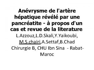 Anvrysme de lartre hpatique rvl par une pancratite