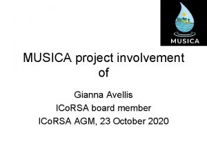 MUSICA project involvement of Gianna Avellis ICo RSA