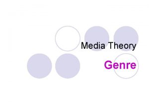 Media Theory Genre Genre l What is Genre