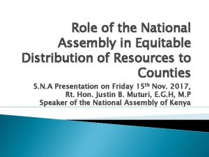 Role of the National Assembly in Equitable Distribution