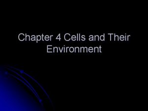 Chapter 4 Cells and Their Environment 4 1