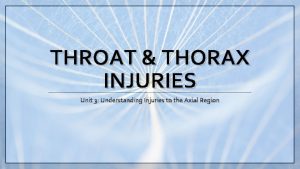 THROAT THORAX INJURIES Unit 3 Understanding Injuries to