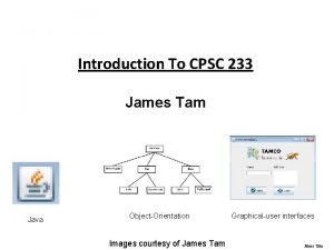 Introduction To CPSC 233 James Tam Java ObjectOrientation