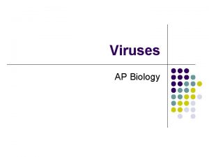 Viruses AP Biology Viruses l l l Viruses