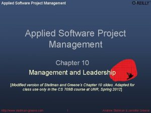 Applied Software Project Management Chapter 10 Management and