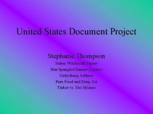 United States Document Project Stephanie Thompson Salem Witchcraft