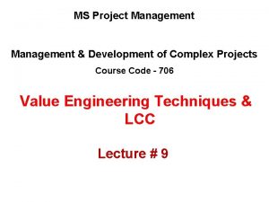 MS Project Management Development of Complex Projects Course