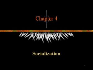 Chapter 4 Socialization 1 The Role of Socialization