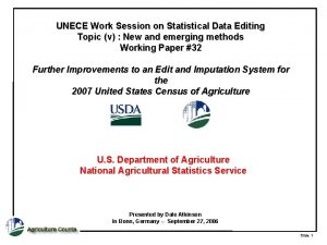 UNECE Work Session on Statistical Data Editing Topic