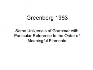 Greenberg 1963 Some Universals of Grammar with Particular