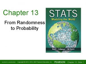 Chapter 13 From Randomness to Probability Copyright 2015