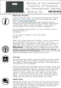 Meeting of the Unsecured Creditors of Norwegian Air