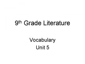 th 9 Grade Literature Vocabulary Unit 5 amnesty