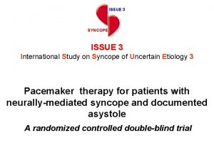 ISSUE 3 SYNCOPE ISSUE 3 International Study on