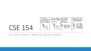 CSE 154 LECTURE 14 MULTITABLE SQL QUERIES JOINS